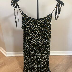 wild fable Black Lemon-Print Tie-Shoulder Midi Dress summer sundress shower